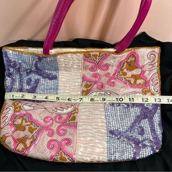 Beaded and Sequin Silk Formal Vintage Purse - Picture 4 of 8